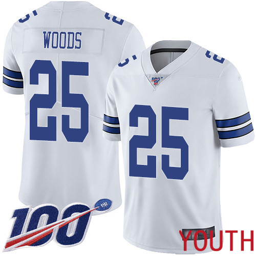 Youth Dallas Cowboys Limited White Xavier Woods Road #25 100th Season Vapor Untouchable NFL Jersey->women nfl jersey->Women Jersey